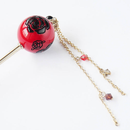 【ゴスロリ簪】薔薇玉かんざし