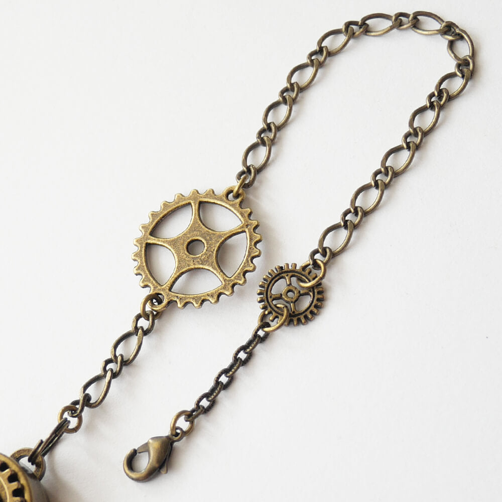 【steampunk】歯車 スチームパンク リール キーホルダー 伸びる ワイヤー バッグ チャーム