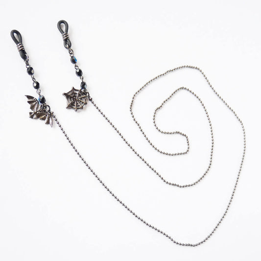 ゴスロリ 蜘蛛の巣 蝙蝠 ハロウィン メガネチェーン めがね 眼鏡