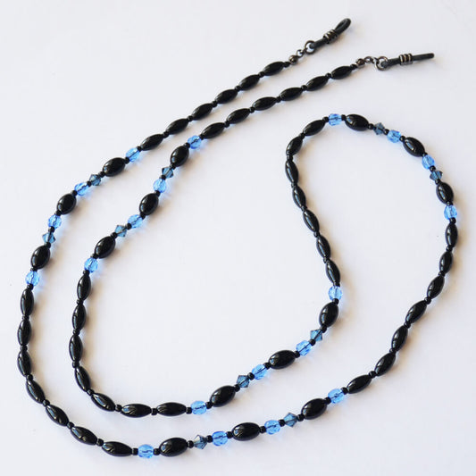 ブラック ライスビーズ メガネチェーン スワロ シリコン レディース 眼鏡