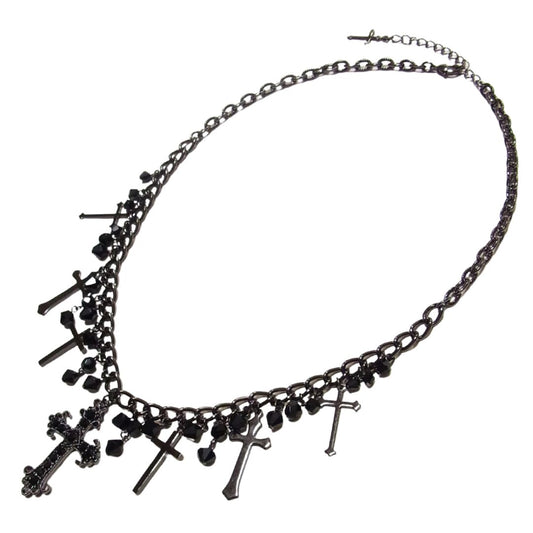 十字架 クロス ゴシック ブラック ガンメタ ネックレス