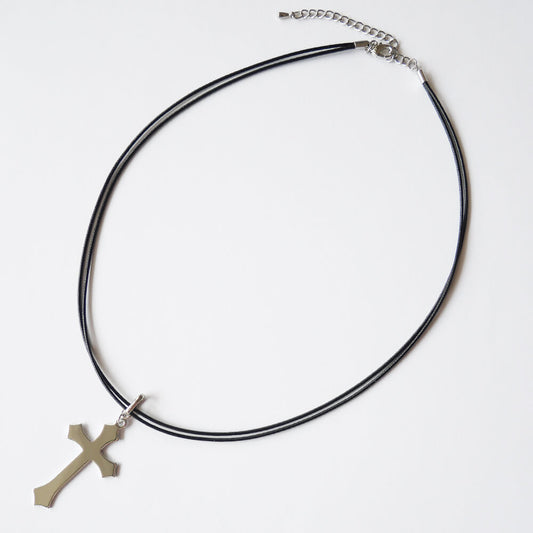十字架 2連 合皮 ネックレス ゴスロリ