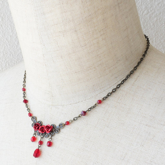 赤 薔薇 ネックレス レッド ローズ ゴス ロリ アンティーク