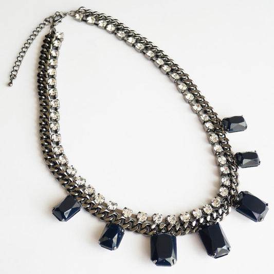 【パンク ロック】ガンメタル ビジューネックレス