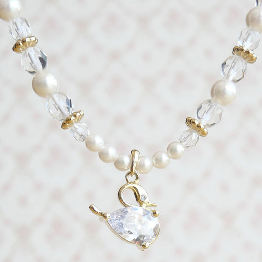 ネックレス ロリータ 白鳥 スワン パール エレガンス レディース 甘ロリ 姫系 ゴスロリ 可愛い ペンダント