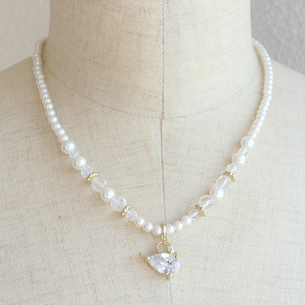 ネックレス ロリータ 白鳥 スワン パール エレガンス レディース 甘ロリ 姫系 ゴスロリ 可愛い ペンダント