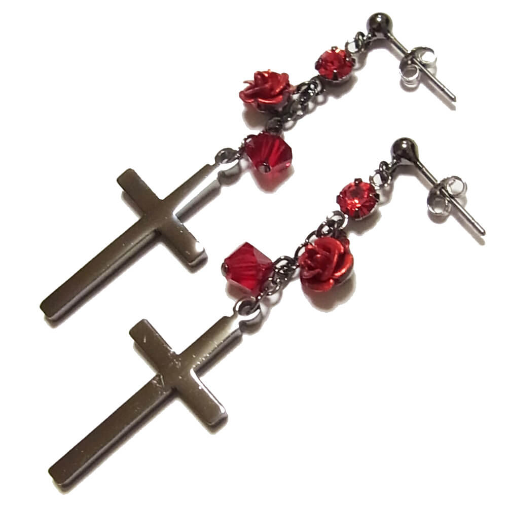 tearsheaven ティアーズヘブン 薔薇&十字架ピアス ローズ クロス