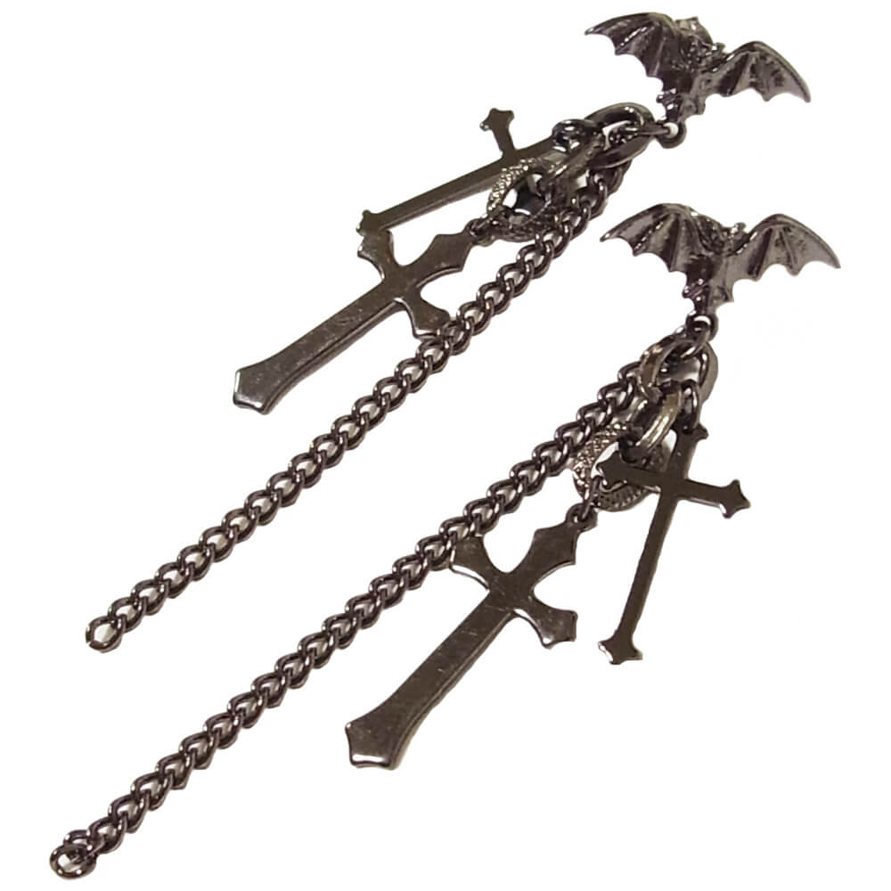 Halloween ゴシック コウモリ 蝙蝠 ハードチェーン ピアス ハロウィン