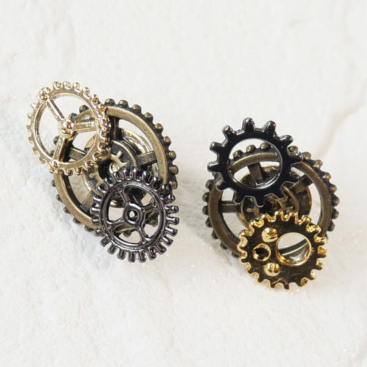 【steampunk】歯車 ギア スチームパンク ピアス ミックスカラー