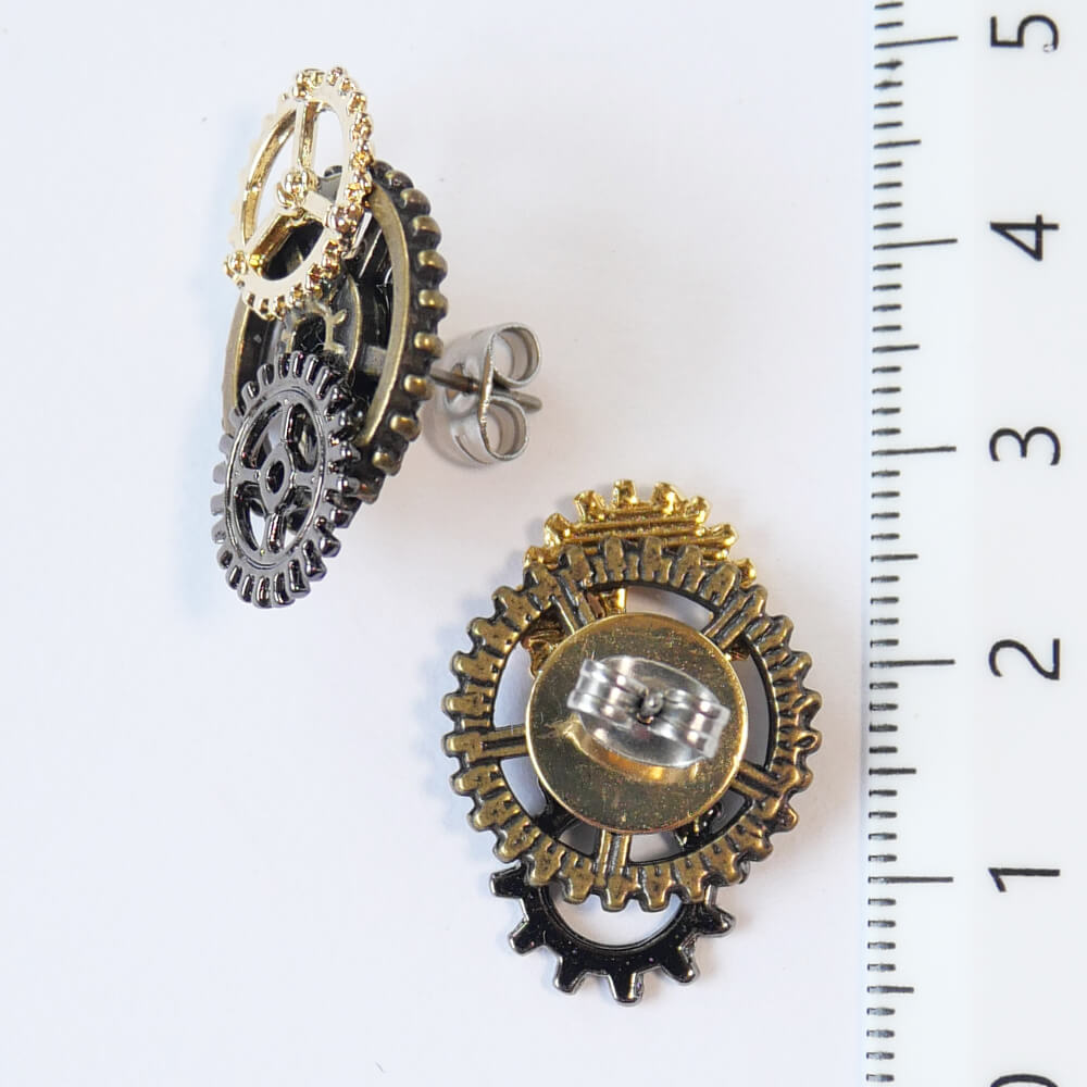 【steampunk】歯車 ギア スチームパンク ピアス ミックスカラー