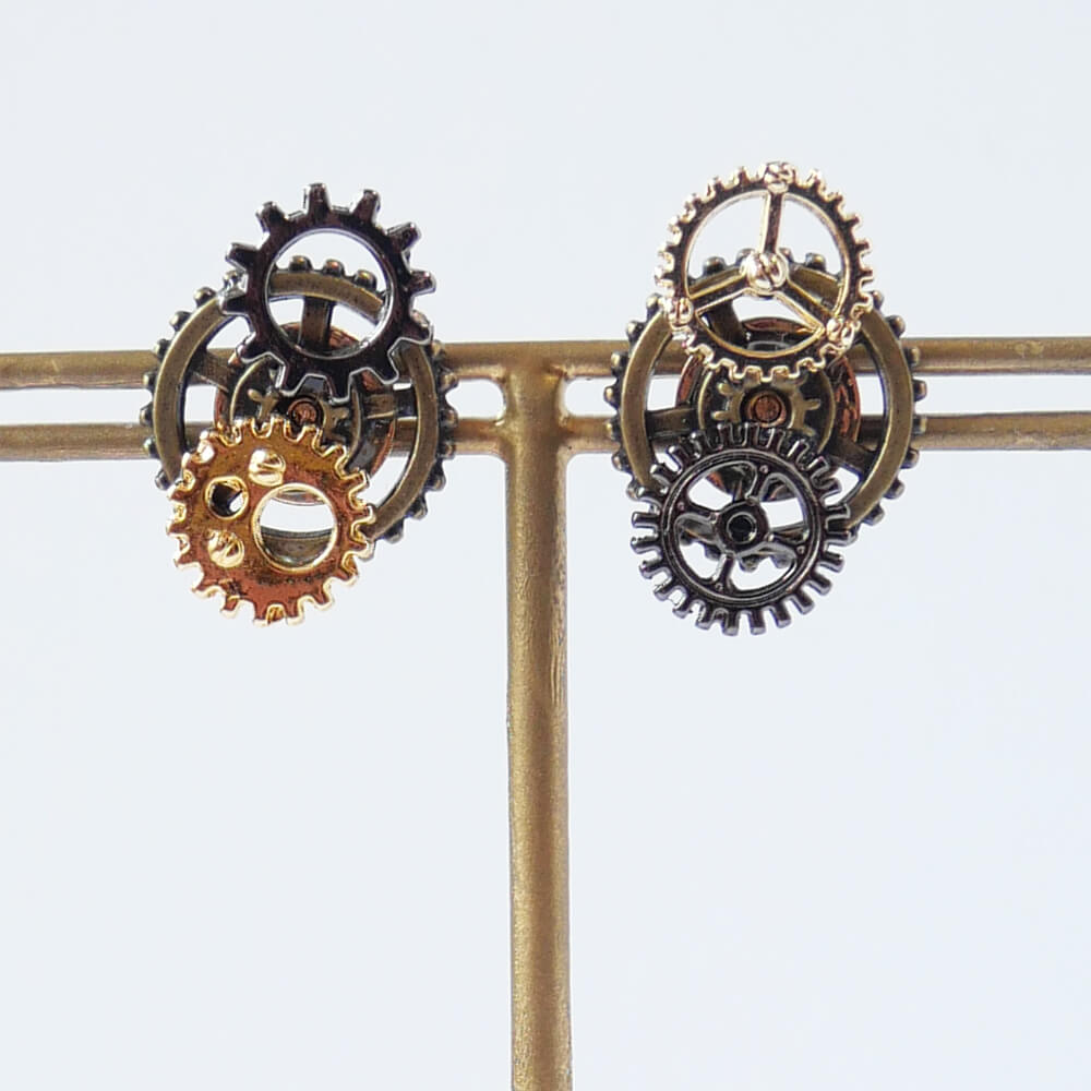 【steampunk】歯車 ギア スチームパンク ピアス ミックスカラー