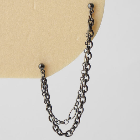 ガンメタ メタル ダブル チェーン ピアス(片耳タイプ)
