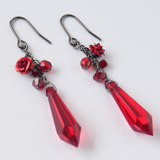 薔薇ピアス ローズ ロング カラークリアカット レディース ゴスロリ