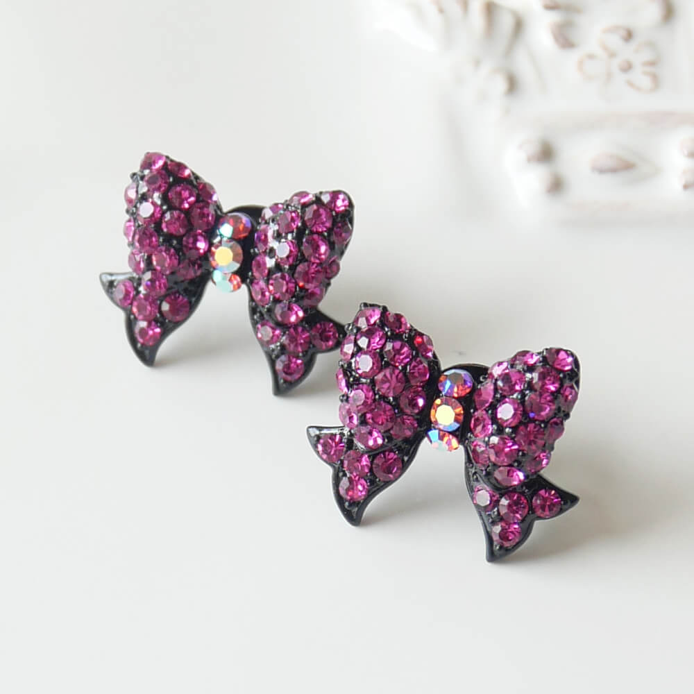 ピンクストーン リボン ピアス BLACKPINK
