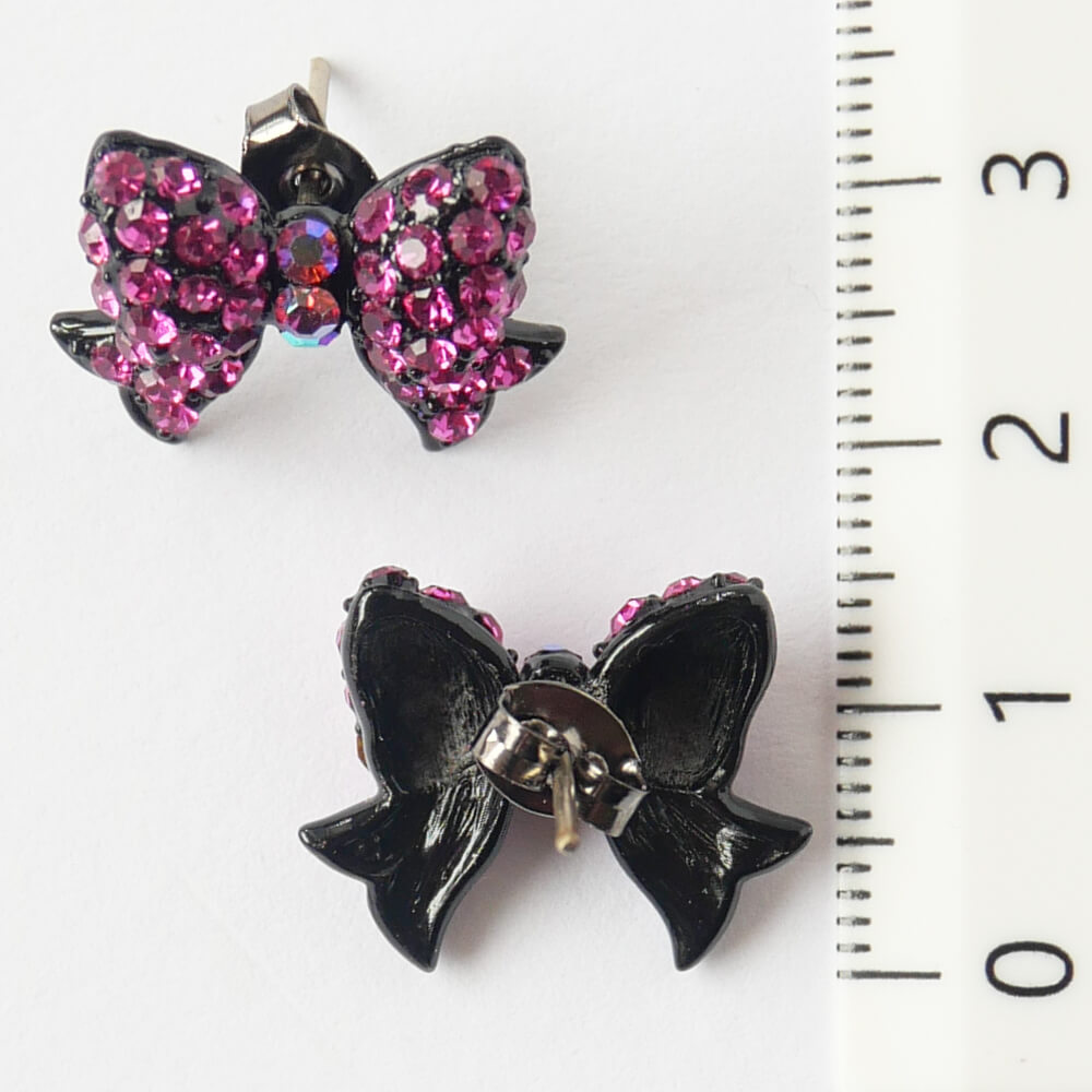 ピンクストーン リボン ピアス BLACKPINK