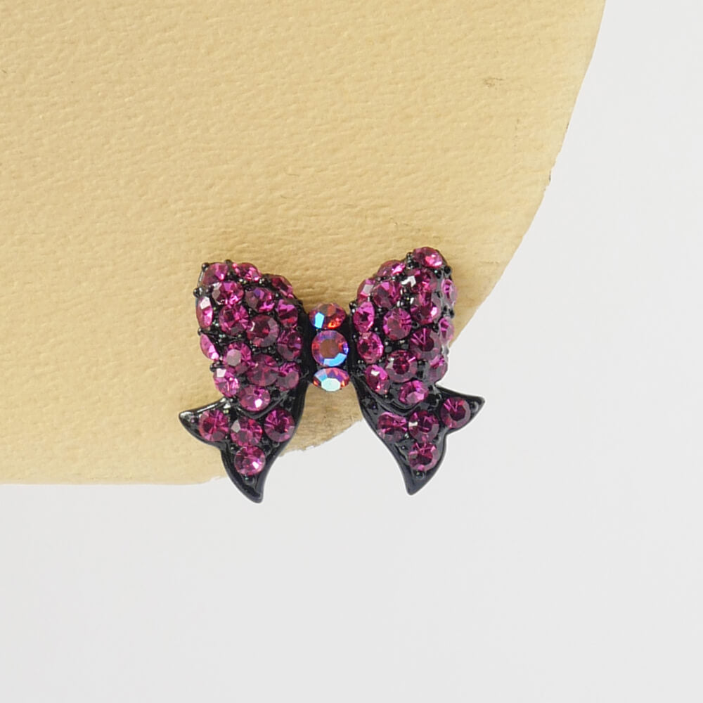 ピンクストーン リボン ピアス BLACKPINK