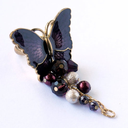 ゴールド バタフライ リング 金 和風 蝶 指輪 フリー 紫