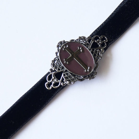 ゴシック 十字架 ベルベット チョーカー ブラック 黒