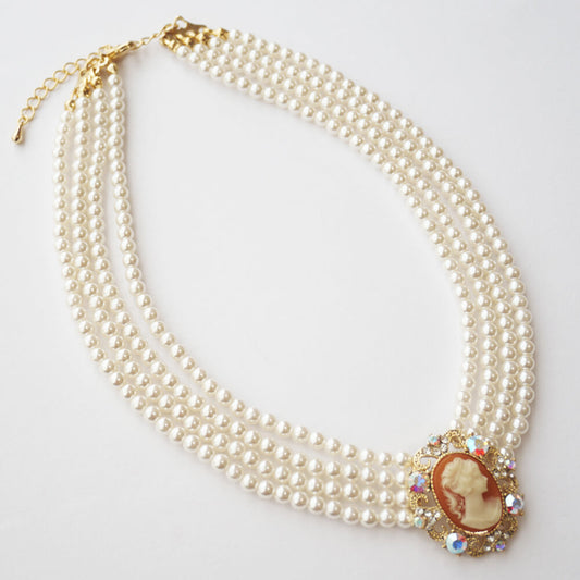 カメオ パール 4連チョーカー