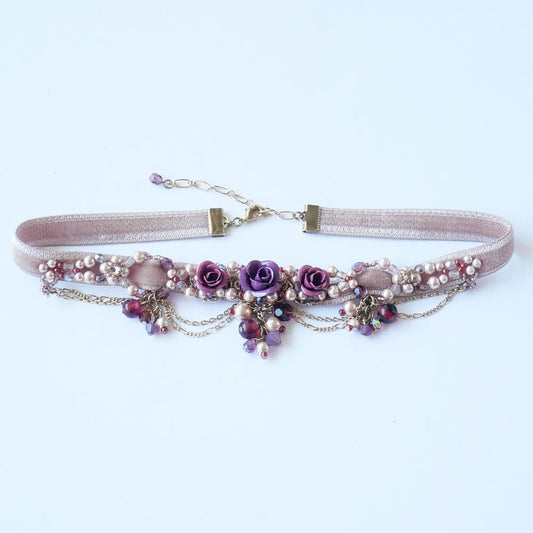 【ロリータ系】薔薇 ローズガーデンチョーカー ピンク