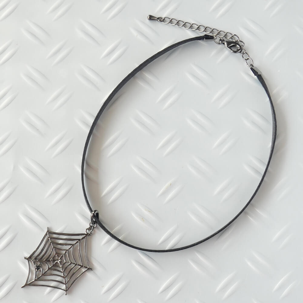 ハロウィン スパイダー 蜘蛛の巣 サテン チョーカー レディース メンズ