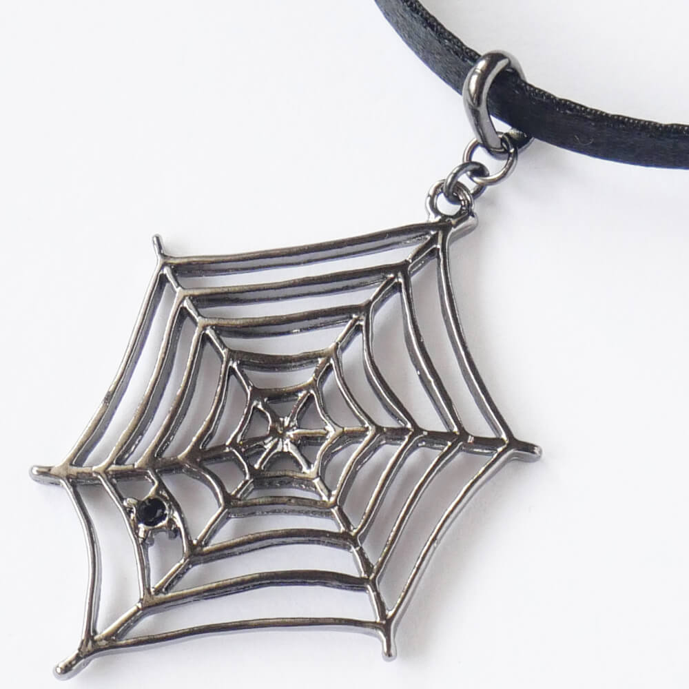 ハロウィン スパイダー 蜘蛛の巣 サテン チョーカー レディース メンズ