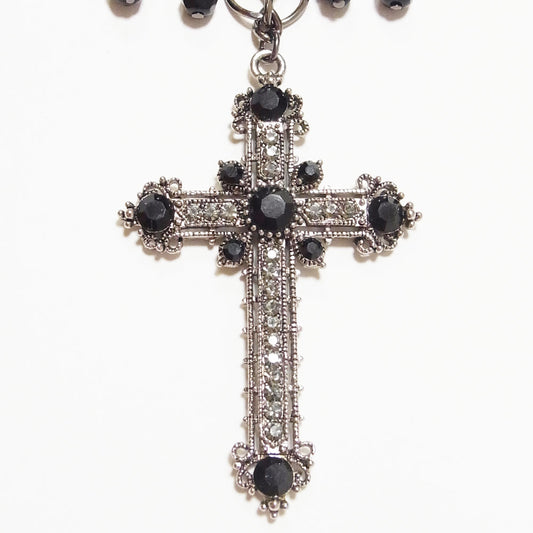 ネックレス 十字架 クロス ゴシック ブラック ガンメタ ゴスロリ