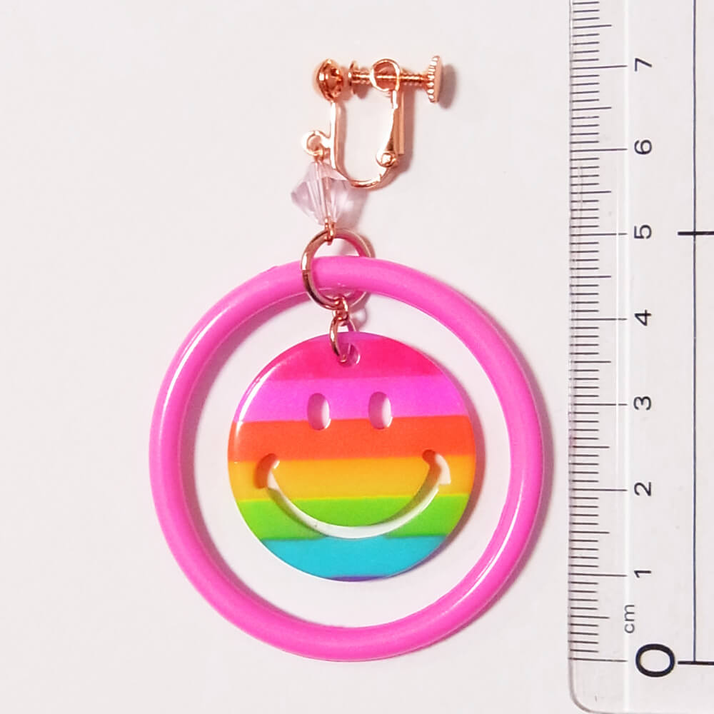 イヤリング ピンク 輪 レインボースマイル ニコちゃん カラー