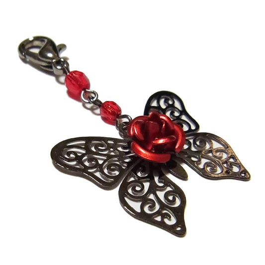 マスクチャーム 赤 薔薇 蝶 レッド ローズ チョウ ゴスロリ ゴシック ガンメタ L
