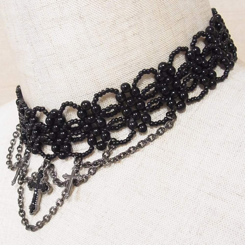 Cross Pearl Beads Cross Choker Gothic Lolita Women's