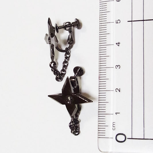 手裏剣 二種 イヤリング 黒 ガンメタ 忍者 日本