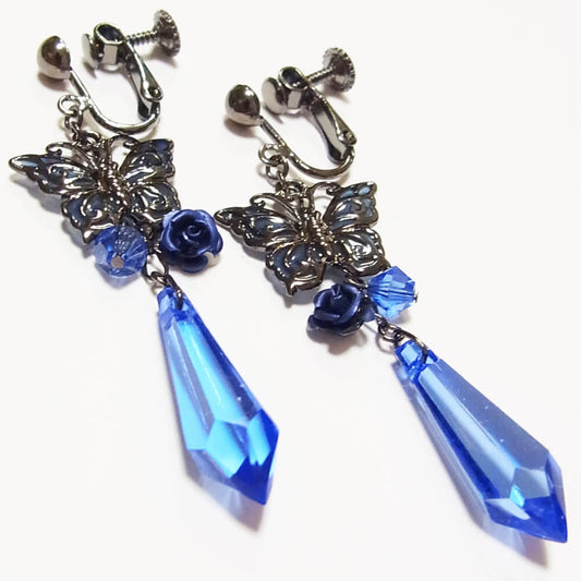 カラーカットステンド 蝶 薔薇 イヤリング ゴス ロリ