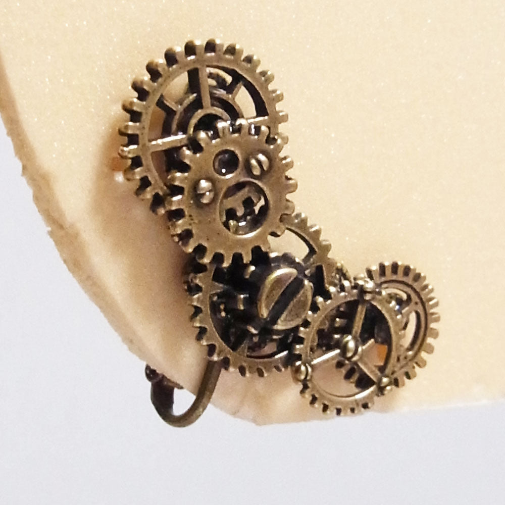 steampunk 歯車 ギア スチームパンク アンティーク イヤリング (片耳タイプ)