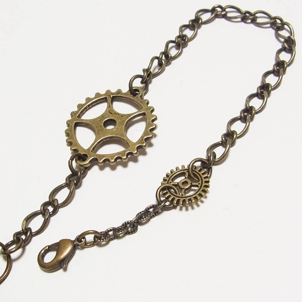 【steampunk】歯車 スチームパンク リール キーホルダー 鍵 伸びる ワイヤー バッグ チャーム