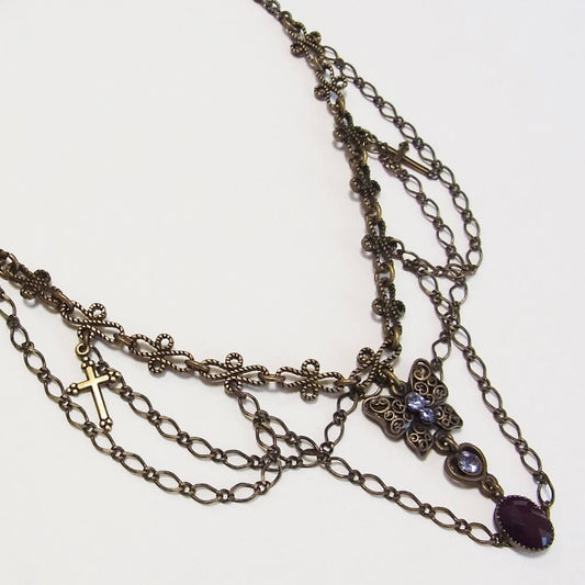 ネックレス アンティーク レディース バタフライ パープル ゴールド 蝶 紫