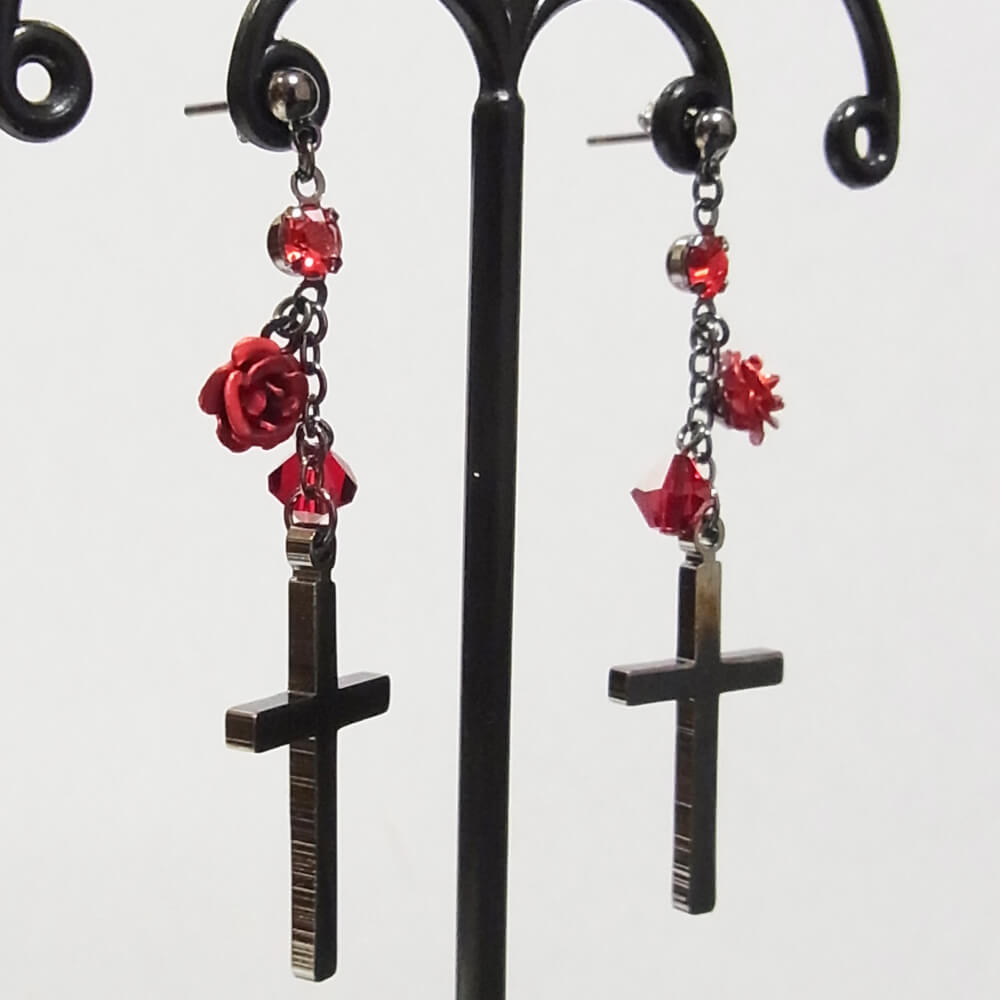 tearsheaven ティアーズヘブン 薔薇&十字架ピアス ローズ クロス