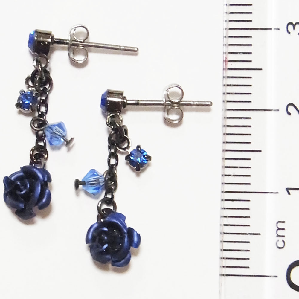 ピアス バラ ローズ 小さめ ゴスロリ 赤 黒 青 紫 薔薇
