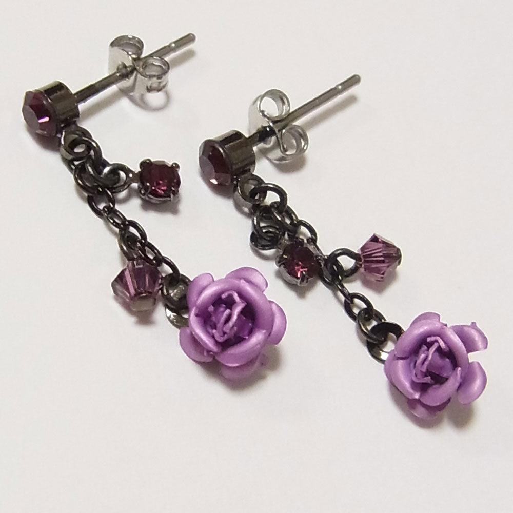 ピアス バラ ローズ 小さめ ゴスロリ 赤 黒 青 紫 薔薇