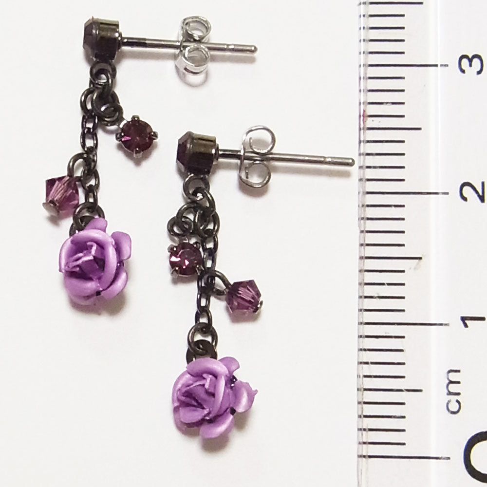 ピアス バラ ローズ 小さめ ゴスロリ 赤 黒 青 紫 薔薇