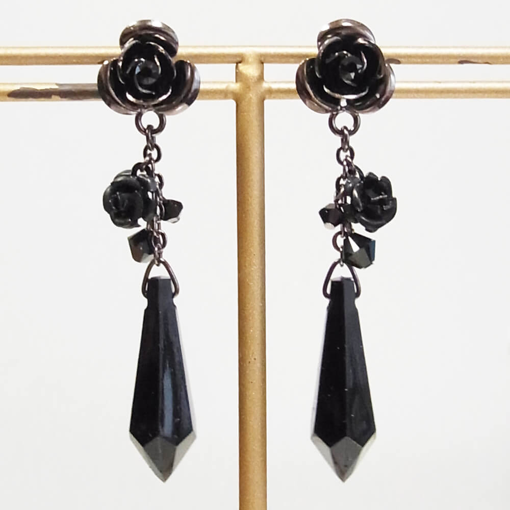 ピアス ゴスロリ ゴシック 薔薇 クリアー カラー カット ローズガーデン