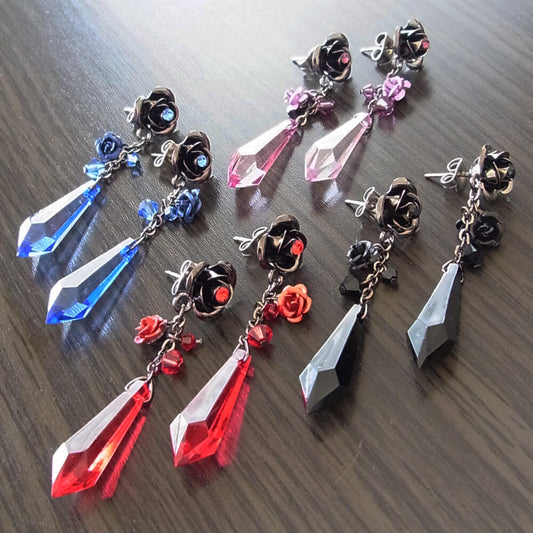 ピアス ゴスロリ ゴシック 薔薇 クリアー カラー カット ローズガーデン