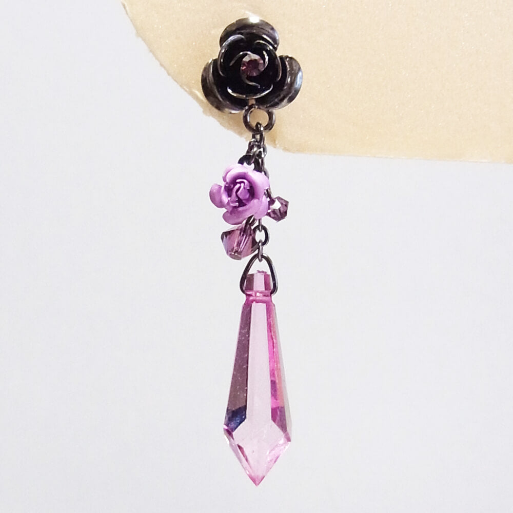 ピアス ゴスロリ ゴシック 薔薇 クリアー カラー カット ローズガーデン