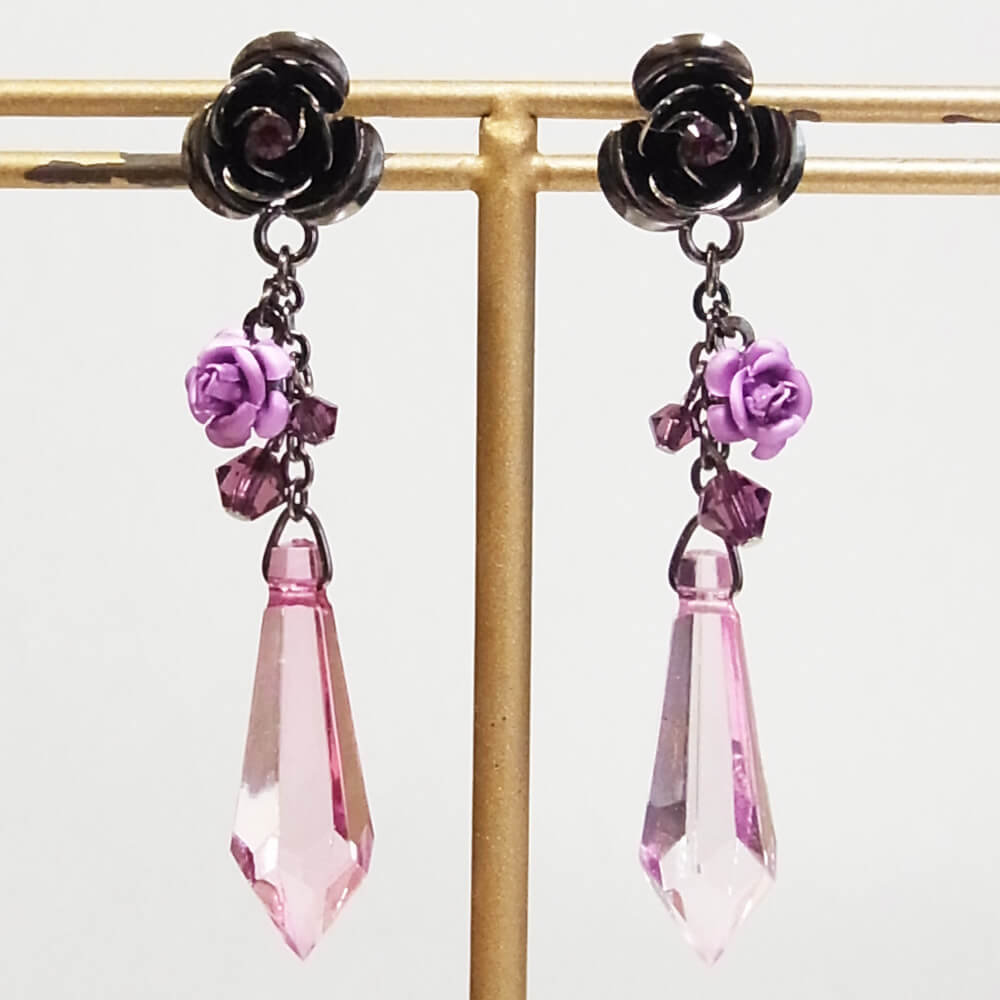 ピアス ゴスロリ ゴシック 薔薇 クリアー カラー カット ローズガーデン