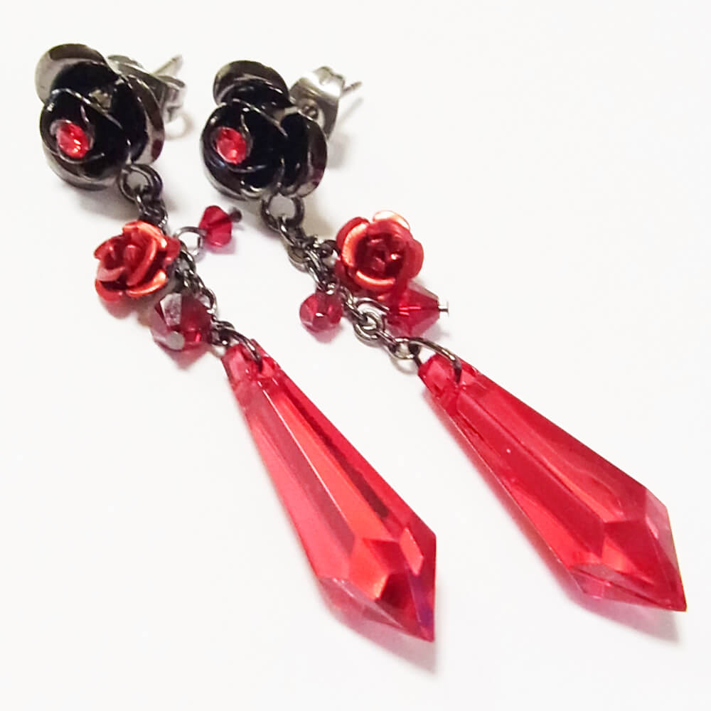 ピアス ゴスロリ ゴシック 薔薇 クリアー カラー カット ローズガーデン