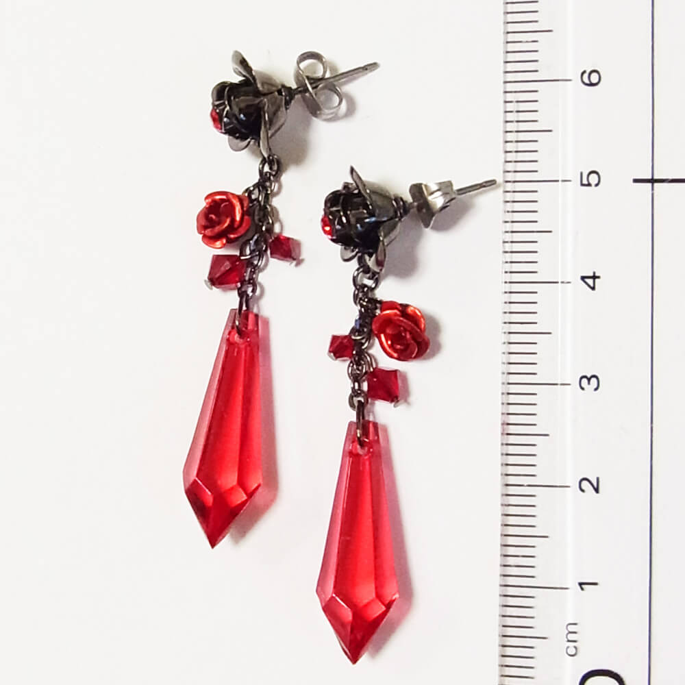 ピアス ゴスロリ ゴシック 薔薇 クリアー カラー カット ローズガーデン
