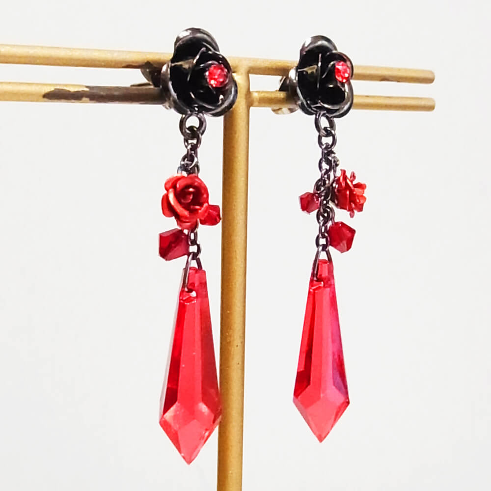 ピアス ゴスロリ ゴシック 薔薇 クリアー カラー カット ローズガーデン