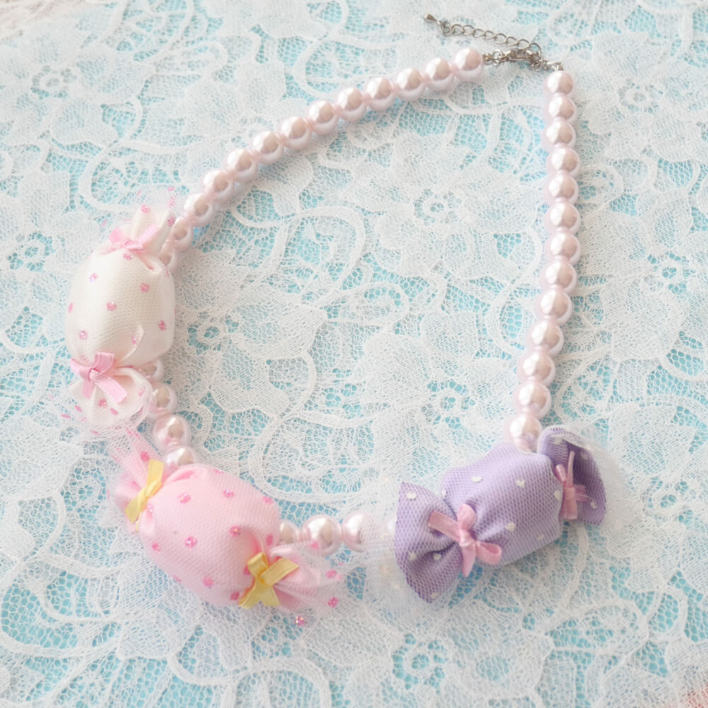 ネックレス 3パステルキャンディ ピンクパール
