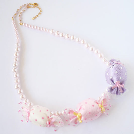 ネックレス 3パステルキャンディ ピンクパール ロリィタ 60センチ