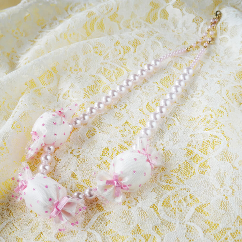 Necklace White Candy Pink Pearl Lolita 60cm