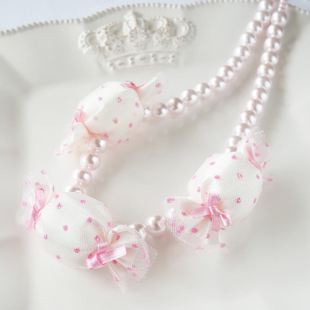 Necklace White Candy Pink Pearl Lolita 60cm